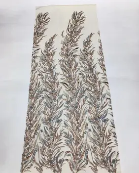 

2020 African Lace Fabric Embroidered Nigerian Sequins Lace Fabric High Quality French Tulle Lace Fabric For Wedding party dress