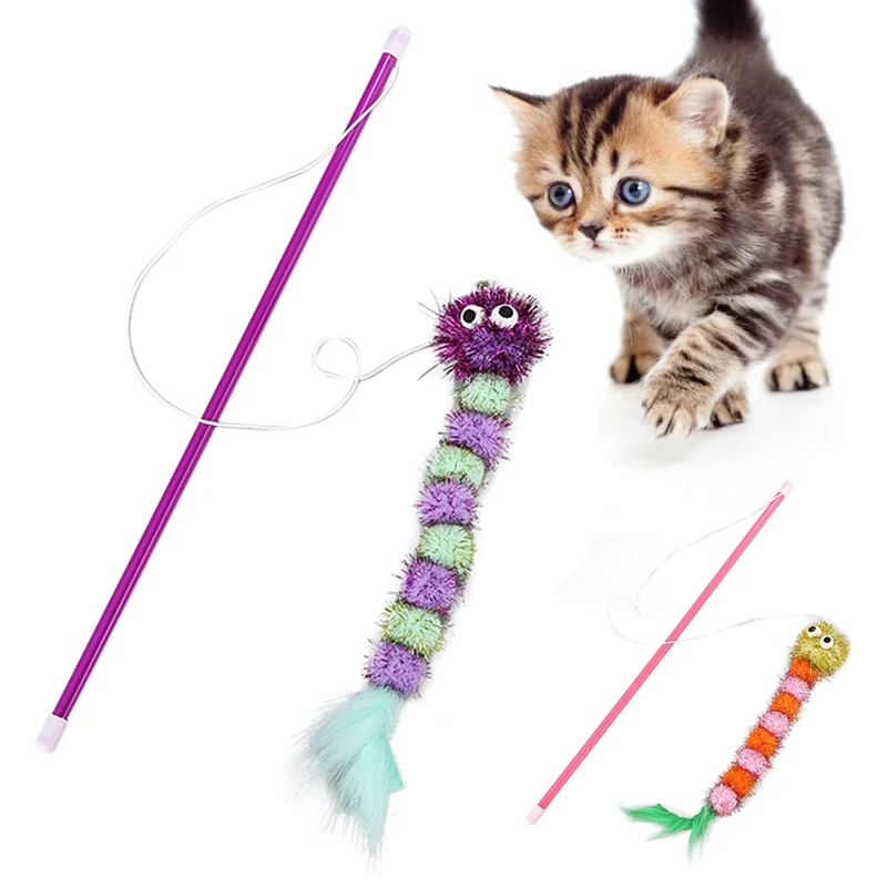 Pet Cat Stick Toys Animal Teaser Training Wand Stick Toy for Cats