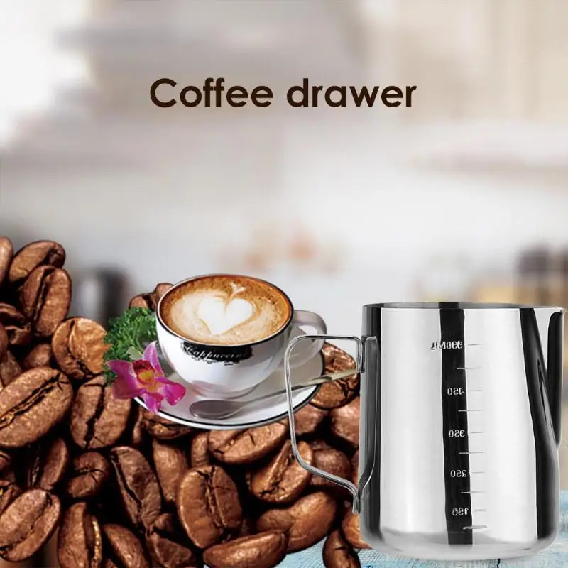 

900ml Latte Milk Frothing Jug Calibration Marking Careful Polishing Durable 304 Stainless Steel Espresso Coffee Milk Pitcher