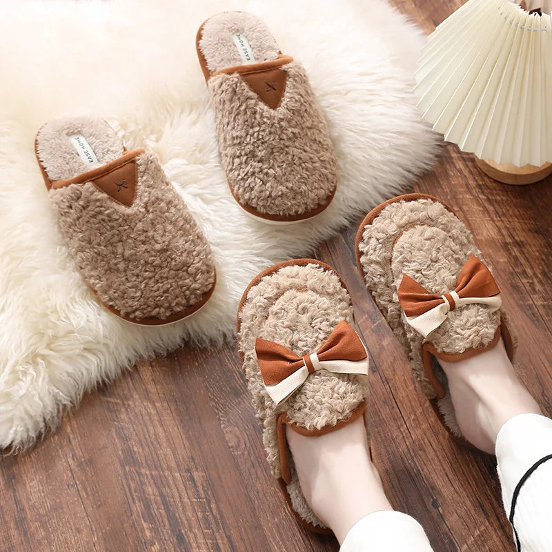 Winter Paw Designer House Women Fur Slippers Floor Mute Bedroom Lovers Warm Plush Shoes Indoor Ladies