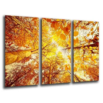 

Autumn forest Landscape Nature Sunset, photo print on wood, modern picture decorative 26041