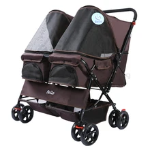 Складная двусторонняя двойная коляска для домашних животных, большая коляска для собак, четыре колеса для путешествий