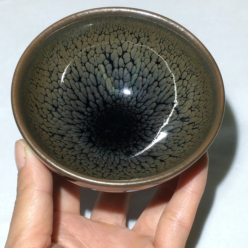 Jianzhan Ceramic Tenmokus Cups Yuteki Pattern Natural Clay Glaze Kiln Fired Chinese Song Dynasty's Crafts China Kungfu Tea Bowl