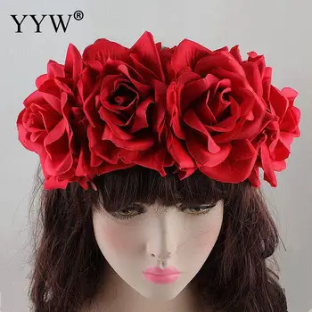 

Artificial Flowers Rose Garland Wedding Flower Crown Head Floral Wreath Bridesmaid Bridal Headpiece Headband Fake Garlands Party