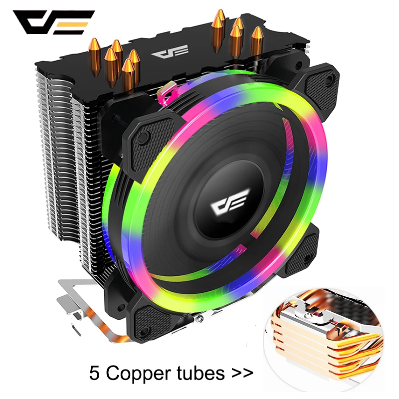 DarkFlash 5 тепловых трубок RGB светодиодный кулер для процессора PWM вентилятор 120 мм 4Pin