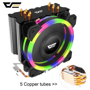 

darkFlash 5 Heatpipe RGB LED CPU Cooler Radiator PWM Fan 120mm 4Pin TDP 280W PC CPU Cooling Cooler Heatsink Fan LGA115X/1366/AM4