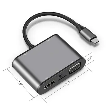 

Usb C Hub To Hdmi Vga Adapter - 8 In 1 Usb C Docking Station With 4K Hdmi, Vga, Usb 3.0, 2 Usb 2.0, Micro-Sd, 3.5Mm o Jacket