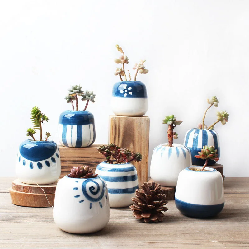 

Fashion Creative Meaty Ceramic Pots Japanese Style Fresh Hand-painted Succulents Plants Plant Pot G