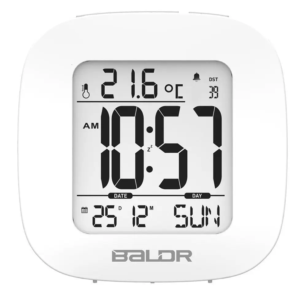 Baldr в настоящее время доступен Amazon Многофункциональный маленький будильник Повтор подсветки температура дисплей черный и белый офис