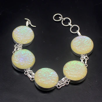

Round Shape Gallant Yellow Dichroic Glass Silver Color Bracelets 8.5 inch VC31