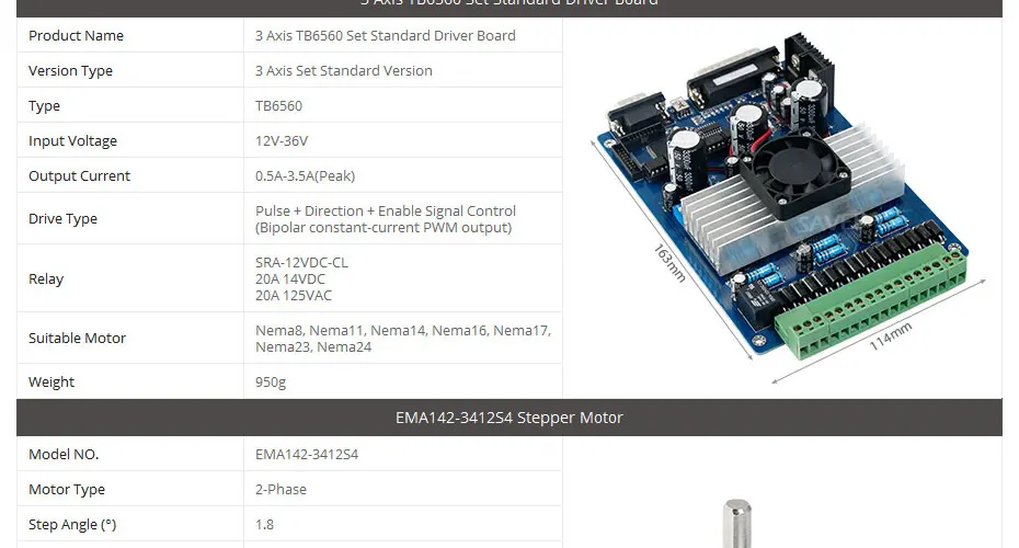 3 шаговый двигатель TB6560 HB Nema14 21oz-in двигатель 12В высокого качества блок питания для роутер для самостоятельной сборки/плазменной резки