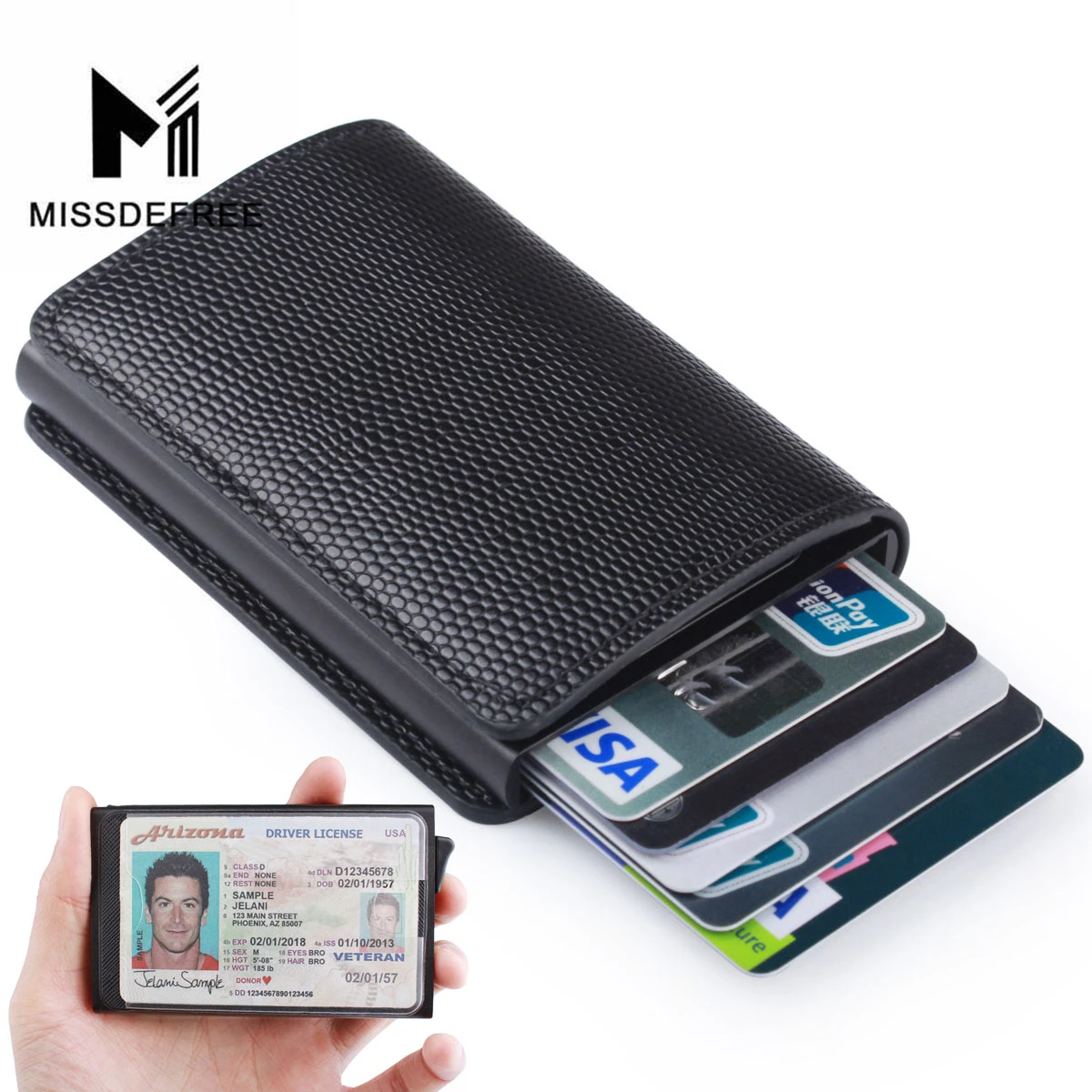 Driver Licence Window ID Card Case Slim Thin Cow Leather Front Pocket Wallet JPT 