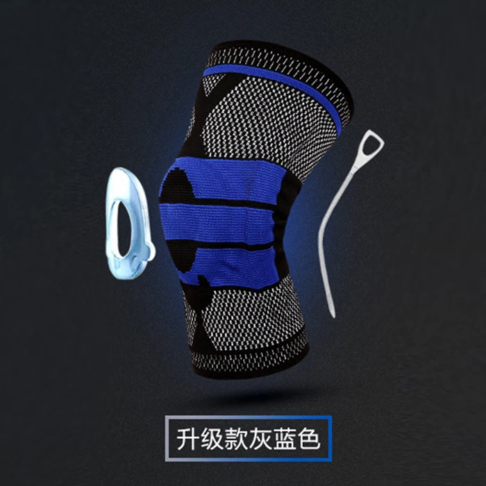 Gray blue kneepad 1pcs Elastic Spring Knee Brace Support Silicone Padded Knee Pads at Arthritis Patella Protector Volleyball Sports Kneepads - Цвет: Gray blue kneepad