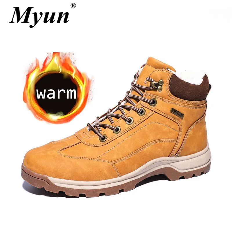 

Newest 2019 Winter Warm Outdoor Ankle Snow Men Boots Shoes With Fur Plush Male Casual Boot Sneakers Footwear Autumn Size 39-47