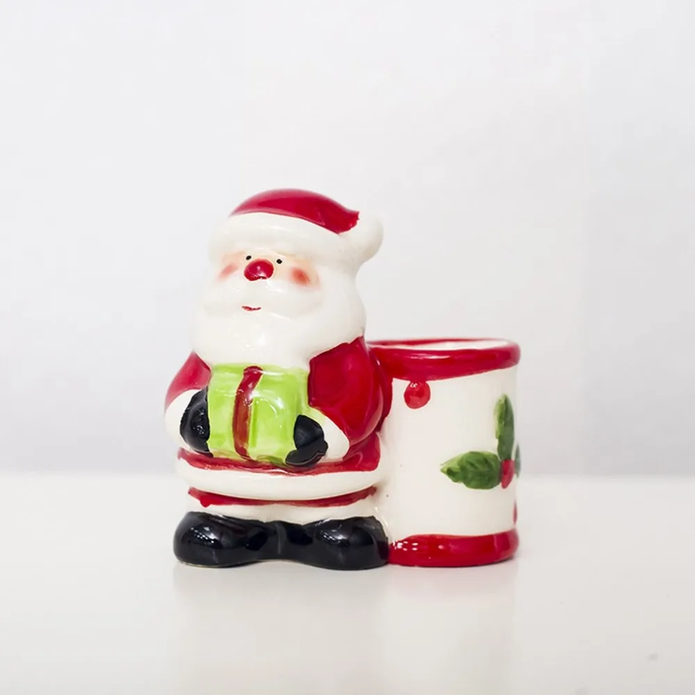 Christmas ceramic toothpick holder Santa Claus snowman Xmas desktop Home Ornament toothpick Storage holder Organizer supplies 3