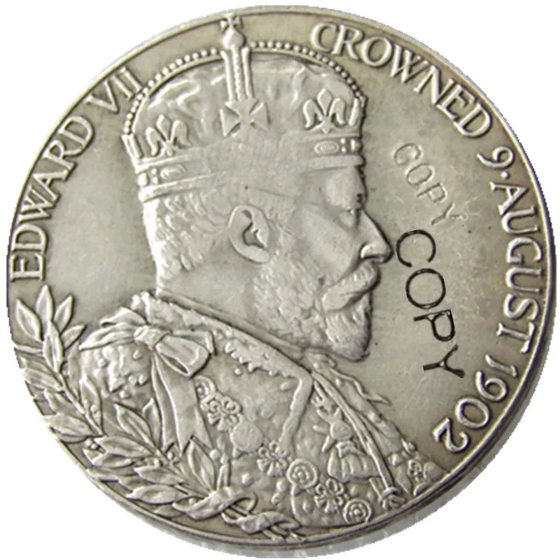 GB Эдвард VII Александра королева консорт 1902 медаль коронации Посеребренная КОПИЯ