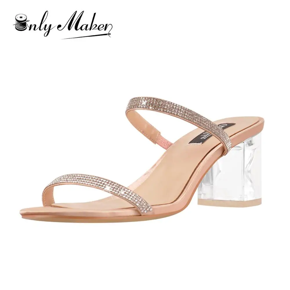 heeled sandals with rhinestone straps