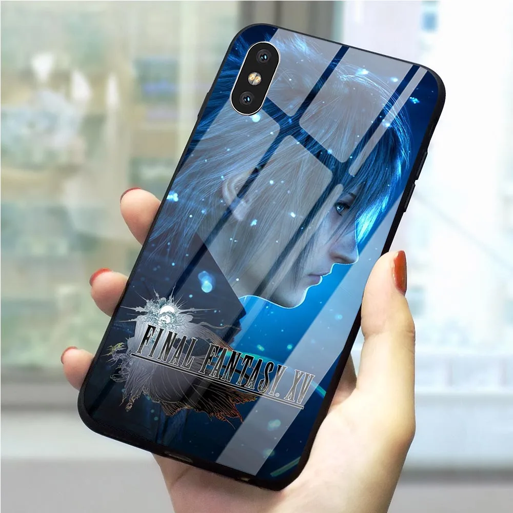 

Shockproof Final Fantasy Game Tempered Glass Phone Cover for iPhone Xs Case Max X 6 6S XR 8 Plus 7 5S 5 SE Soft