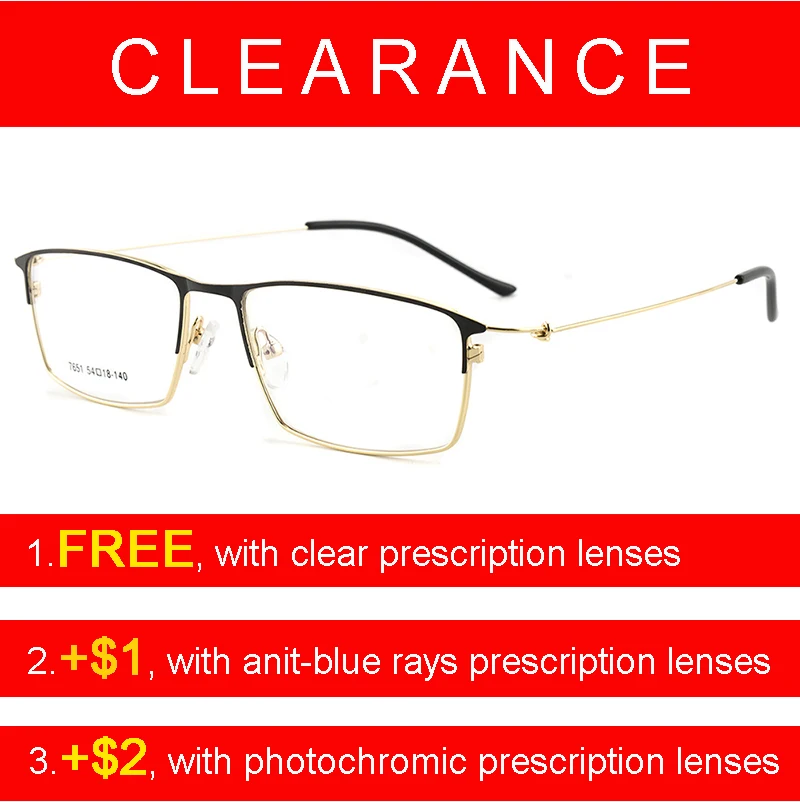 Clearance Glasses with Optical Lenses Cheap Men Women Metal Frame Fashion Simple Eyeglasses Rectangle Prescription |