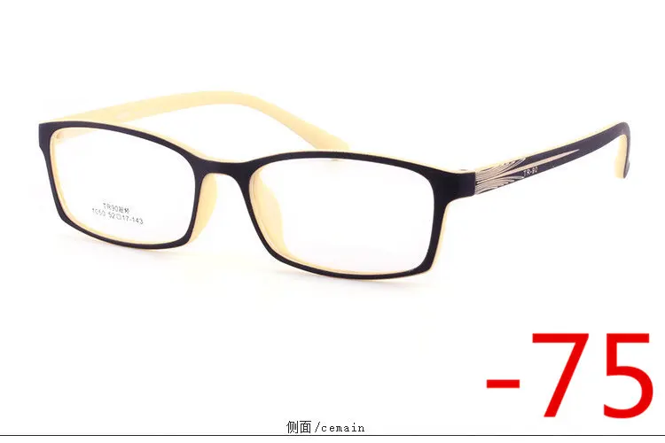 Black yellow-75 Модные TR90 оправы, близорукость, фотохромные солнцезащитные очки, плоское зеркало, Настраиваемые мужские и женские очки по рецепту - Цвет оправы: Black yellow-75
