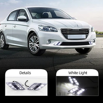 

Car Flashing 1Pair DRL daytime running light Fog Lamp Day Light daylight fog lamp cover white For Peugeot 301 2014 2015