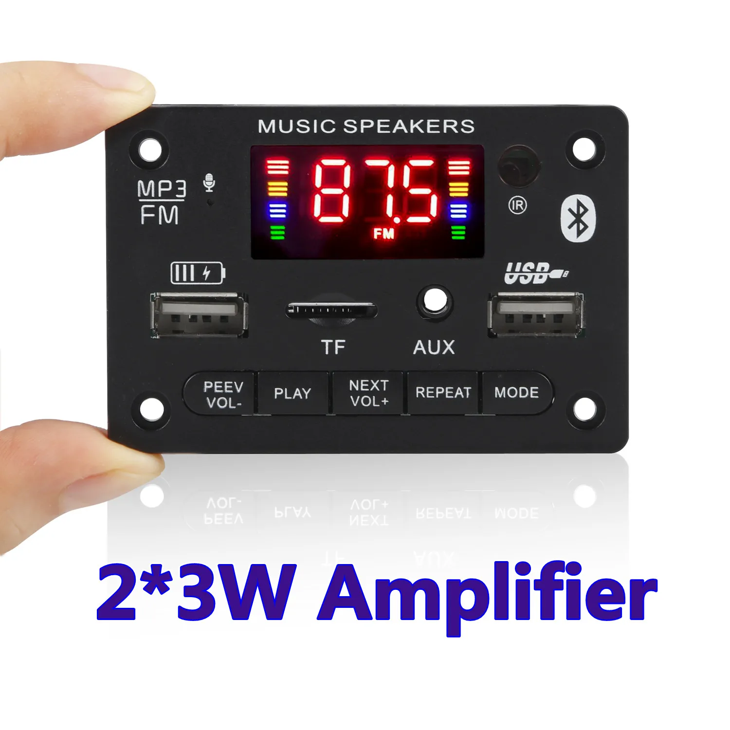 

6W Sound amplifier MP3 Player Decoder Board 6V-12V Bluetooth 5.0 Car FM Radio Module Support TF USB AUX