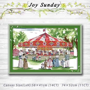 

Swing park carousel decor baby painting 14CT 11CT counted cross stitch kits embroidery set Needlework Set chinese cross stitch