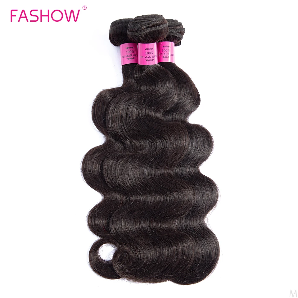 Fashow-Hair-3-Bundles-Human Hair Body Wave with Closure Brazilian-Hair-Weave-Bundles-With-Closure-Remy-Human-Hair-Lace- Closure