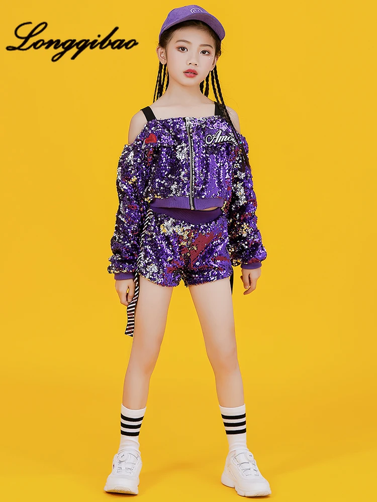Children's Jazz Dance Costume Children's Korean Version of The Trend Hip Hop Hip-hop Set Sequin Girl Drum Show Performance