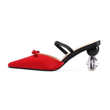 

Newest Suede Leather Slippers for Women Strange Heels Sandals Elegant Pointed Toe Slippers Summer Basic Casual Shoes Woman
