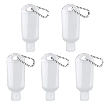 

5PC Keychain 60ml Liquid dispensing bottles Travel Clear Key chain Bottles for toiletry cream cosmetic food condiment buckle