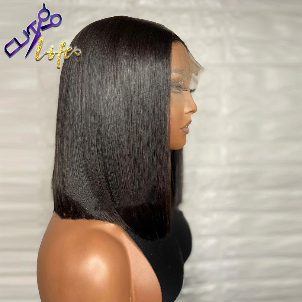 Short Straight Wigs Remy Natural Hair Wigs 13X4 Lace Frontal Human Hair Pre Plucked Brazilian 4X4 Lace Closure Wig