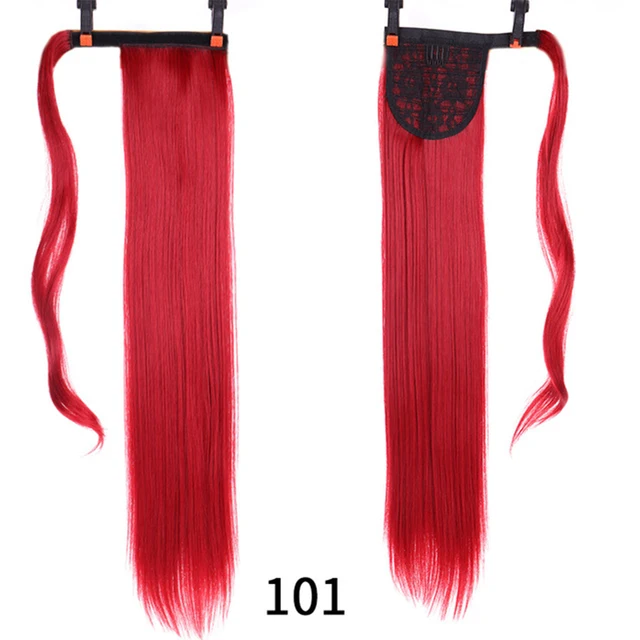 MSTN 24 Inches Long Synthetic Straight Ponytails for Women Natural Clip In Ponytail Hair Extension Hairpieces Blonde Fake Hair 0020-101