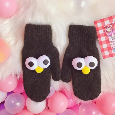 X058-1 Dilidala Winter Cartoon Children Gloves Cute Big Eyes Small Fresh Students Wild Warm Gloves Warm Glove Mittens For Children - Цвет: X058-1