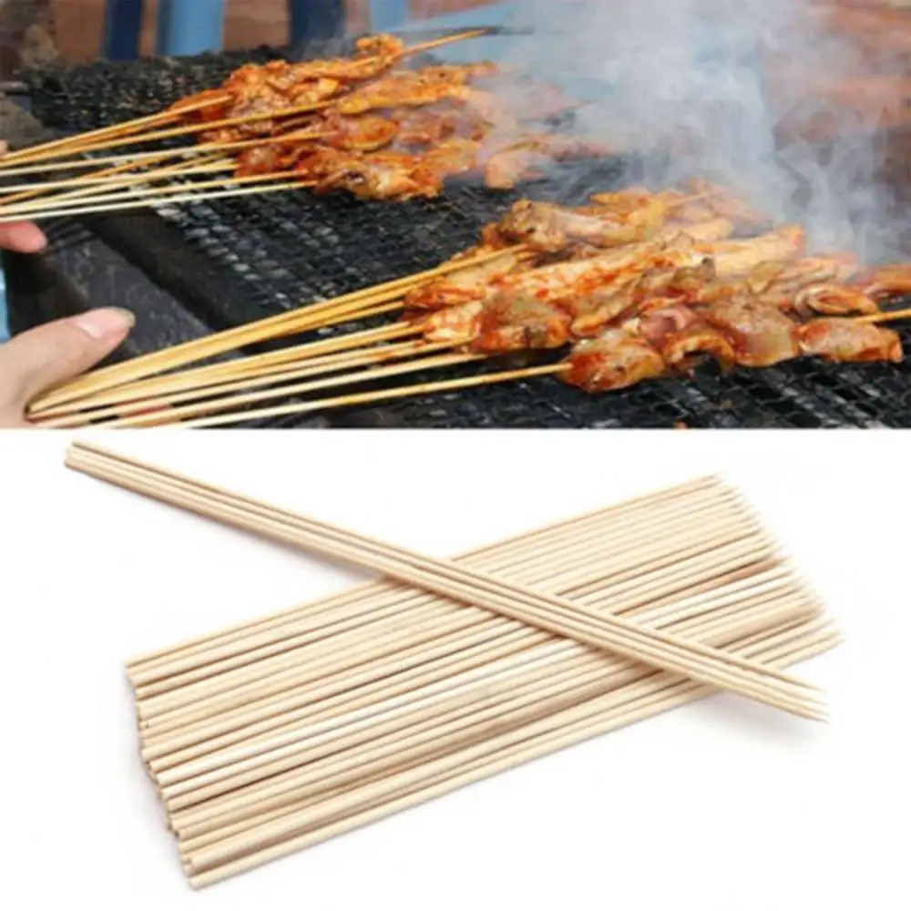 60% Hot Sale 50/100Pcs Disposable Barbecue BBQ Bamboo Skewers Meat Food Meatballs Wood Sticks Kitchen Tools Gadgets