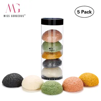 

Miss Gorgeous 5pcs/set Natural Konjac Sponge Cosmetic Puff Face Cleaning Sponge Facial Cleanser Face Washing Flutter Makeup Tool