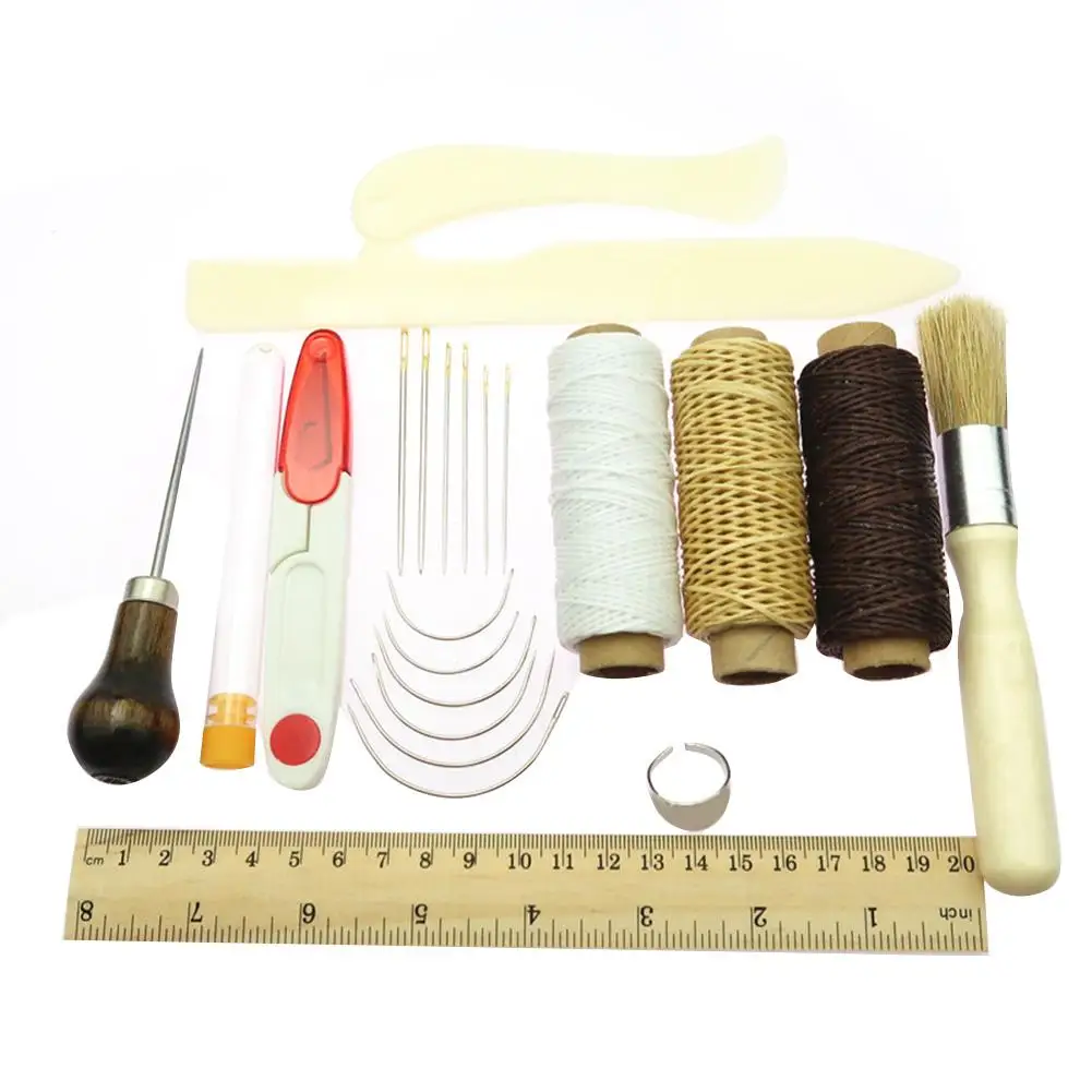 

23 Pieces Bookbinding Kit Starter Tools Set Bone Folder Paper Creaser Waxed Thread Awl Large-eye Needles