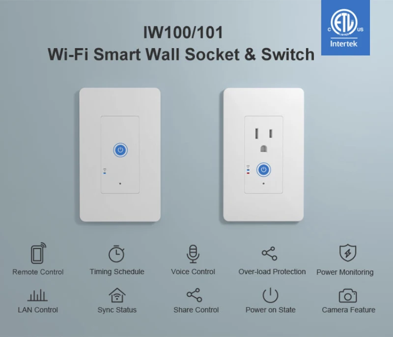 

SONOFF IW100/IW101 US Wifi Smart Wall Socket Switch 15A Wireless Power Monitoring Switches eWeLink App Control Works With Alexa