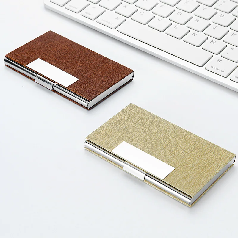 

Stainless Steel Hide Substance Card Case Business-Style Business Card Holder Can Imprint Logo Mobile Phone Gift