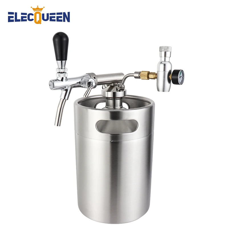 Beer Keg 5l Homebrew Beer Growler, Stainless Steel Pressurized Mini Keg