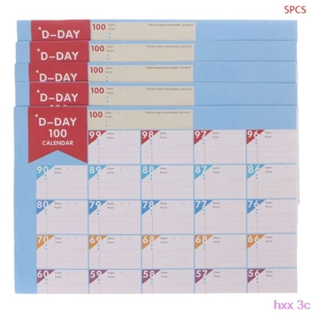 

5Pcs 100 Days Countdown Calendar Schedule Learning Goals Work Planner Periodic Agenda Table Office Supplies