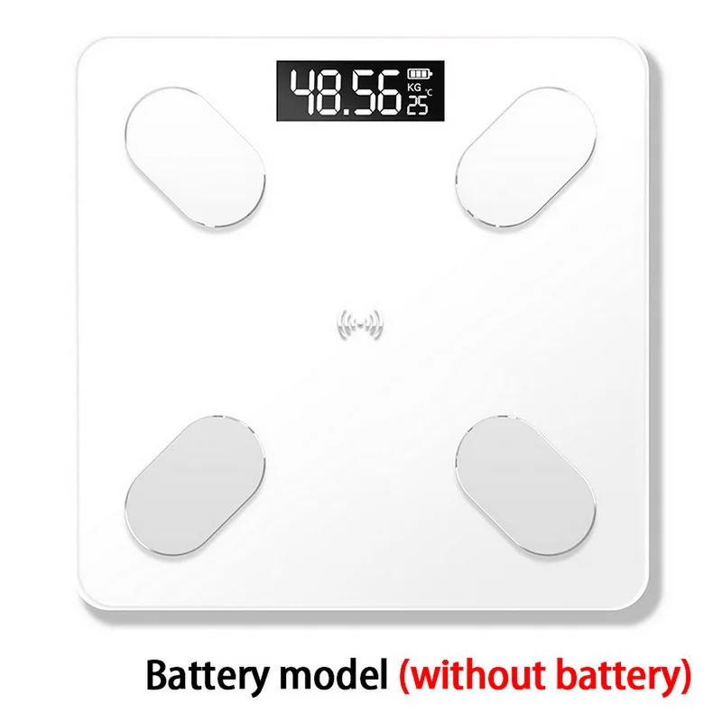 No battery White Bluetooth весы напольные весы для тела весы для ванной смарт-дисплей с подсветкой весы для тела Вес тела Жир воды мышцы BMI - Цвет: No battery White
