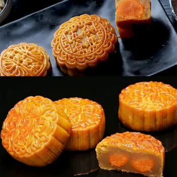 

6pcs 3D Flowers Stamps Moon Cake Decor Mould Barrel Round Mooncake Mold 50g Pastry Mooncakes Hand DIY Tool 77UD
