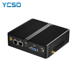 YCSD Fanless Mini PC Intel Celeron 2955U J4125 Windows 10 Linux Compact Computer 2*Gigabit LAN 2*RS232 4*USB 300Mbps WiFi HTPC