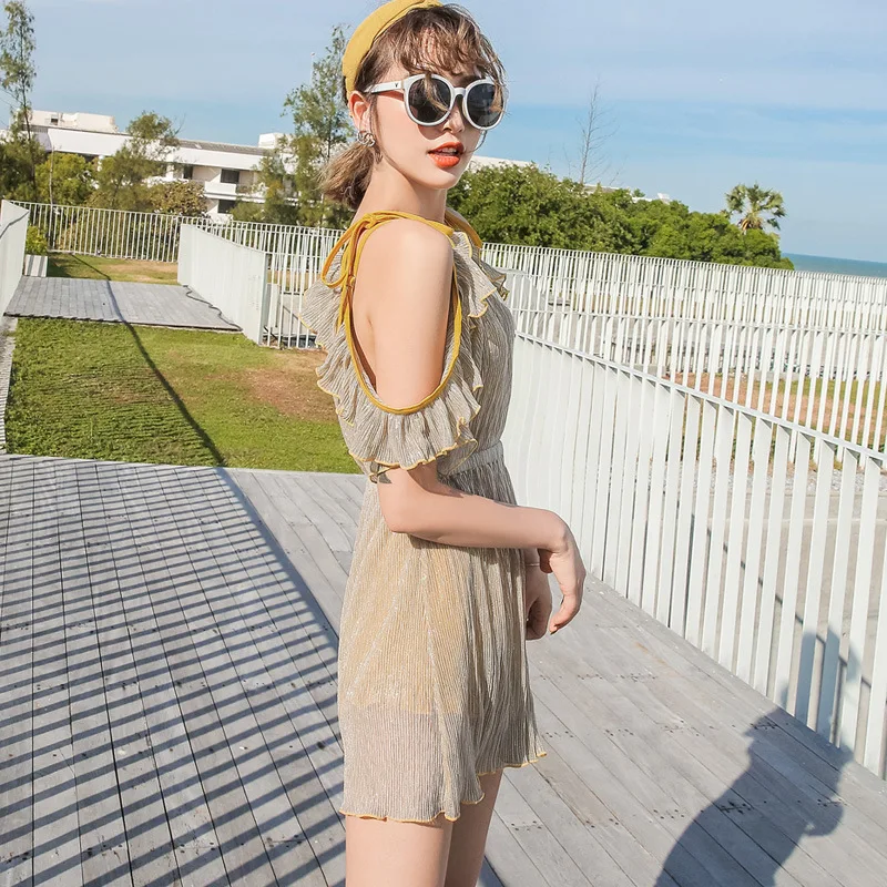 

2019 New Style Bathing Suit Split Skirt-Small Bust Gathering Underwire Belly Covering Slim Fit Slimming Hot Springs Three-piece