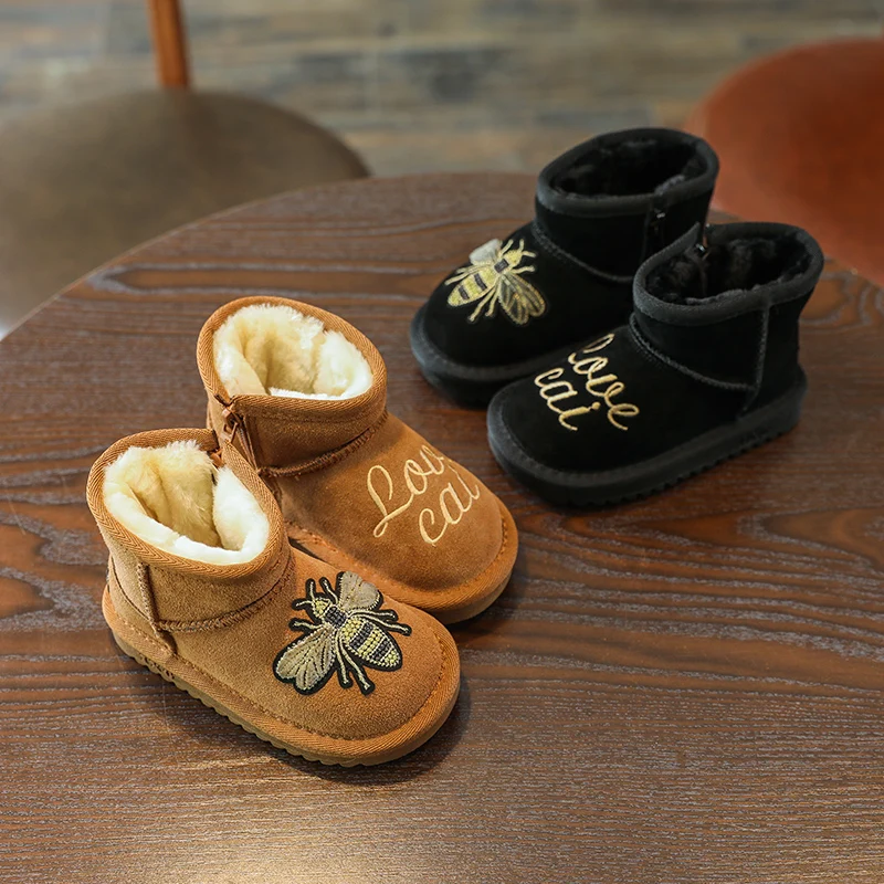 

Brand Children Shoes Boys Boots Kids Abkle Snow Boots Autumn Winter 2019 Flock Plush Flat Rubber Warm Toddler Girls Sneakers