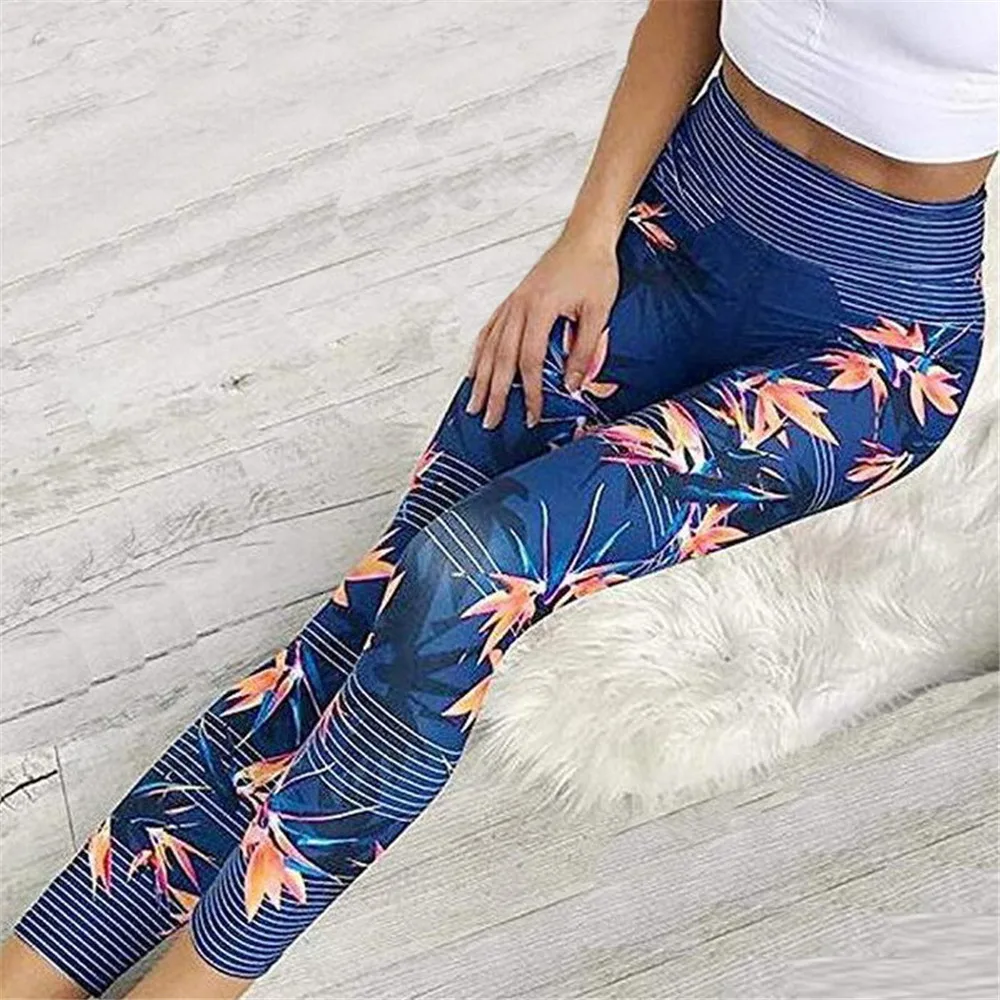 Maple Leaf Print Leggings Sport Women Fitness Push Up Workout Casual Pants Trousers Running Legging Sexy Elastic Slim Yoga Pants