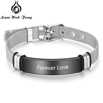 

Classic Wristband Stainless Steel Bracelet for Men Personalized Name Men Bracelet Charm Bracelet Custom Jewelry (Lam Hub Fong)