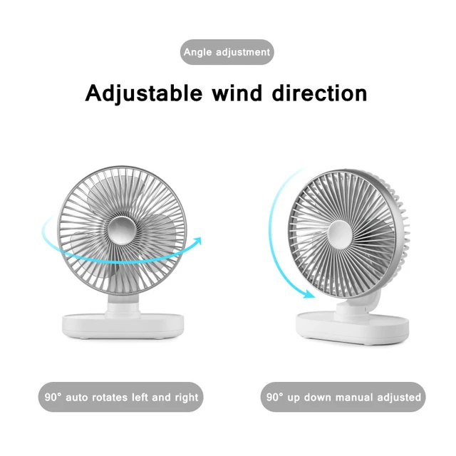 Electric USB Auto Rotation Desktop Fan 3600mAh Rechargeable Air Cooling Conditioner 4 Speed Wind Silent Portable for Home Office 2