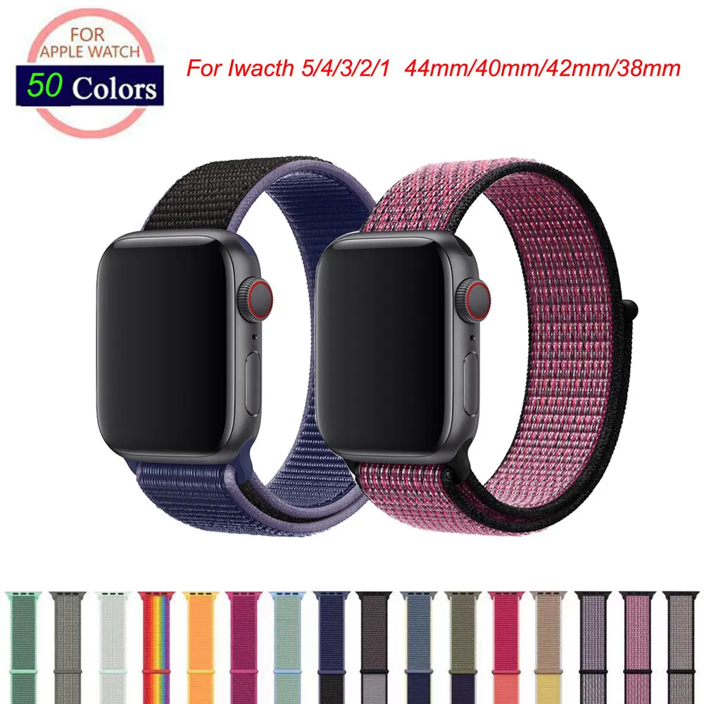 Нейлон Спорт петля ремешок для Apple Watch группа 42 мм/38 мм 44 мм/40 мм iWatch 4 /3/2/1 браслет наручные ремешок для часов аксессуары